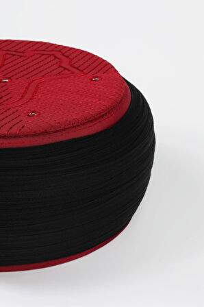 Namaz Sarığı - Siyah Kumaş - Bordo Takke - Yuvarlak Sarım - Nâli Şerif - 5 metre