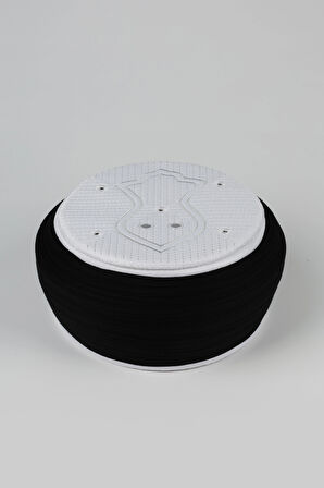 Namaz Sarığı - Siyah Kumaş - Beyaz Takke - Yuvarlak Sarım - Nâli Şerif - 5 metre