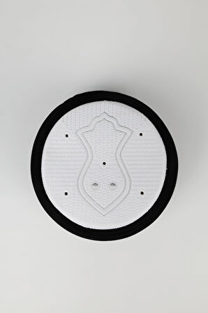 Namaz Sarığı - Siyah Kumaş - Beyaz Takke - Yuvarlak Sarım - Nâli Şerif - 7 metre