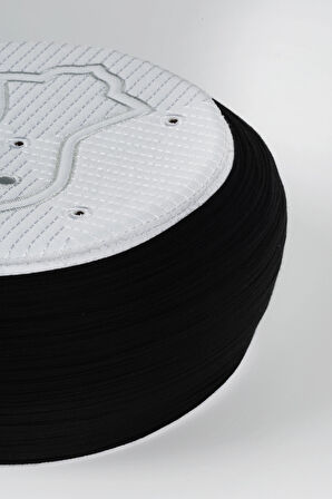 Namaz Sarığı - Siyah Kumaş - Beyaz Takke - Yuvarlak Sarım - Nâli Şerif - 7 metre