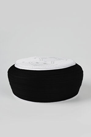 Namaz Sarığı - Siyah Kumaş - Beyaz Takke - Yuvarlak Sarım - Nâli Şerif - 7 metre