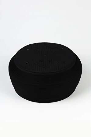 Namaz Sarığı - Siyah Kumaş - Siyah Takke - Yuvarlak Sarım - Nâli Şerif - 5 metre