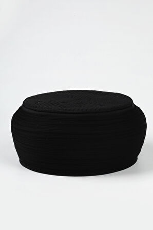 Namaz Sarığı - Siyah Kumaş - Siyah Takke - Yuvarlak Sarım - Nâli Şerif - 5 metre