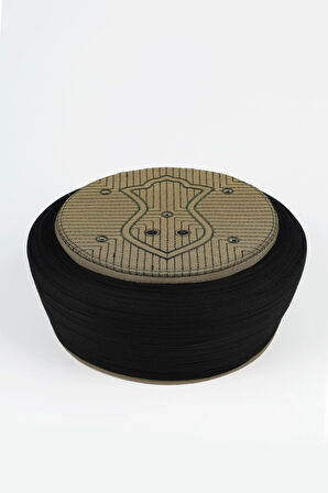 Namaz Sarığı-Siyah Kumaş-Yeşil Takke-Düz Sarım-Nâli Şerif-5 metre