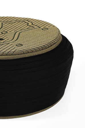 Namaz Sarığı - Siyah Kumaş - Yeşil Takke - Düz Sarım - Nâli Şerif - 5 metre