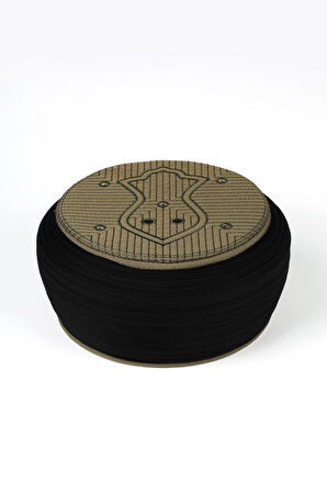 Namaz Sarığı - Siyah Kumaş - Yeşil Takke - Düz Sarım - Nâli Şerif - 5 metre