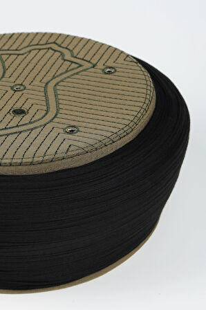 Namaz Sarığı - Siyah Kumaş - Yeşil Takke - Düz Sarım - Nâli Şerif - 7 metre