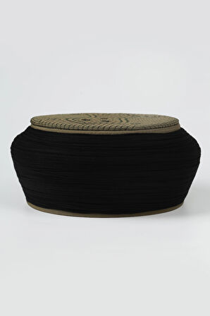 Namaz Sarığı - Siyah Kumaş - Yeşil Takke - Yuvarlak Sarım - Nâli Şerif - 7 metre