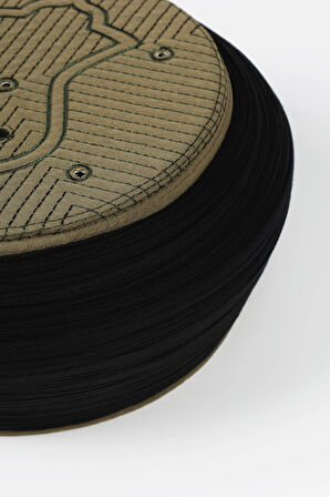 Namaz Sarığı - Siyah Kumaş - Yeşil Takke - Yuvarlak Sarım - Nâli Şerif - 7 metre