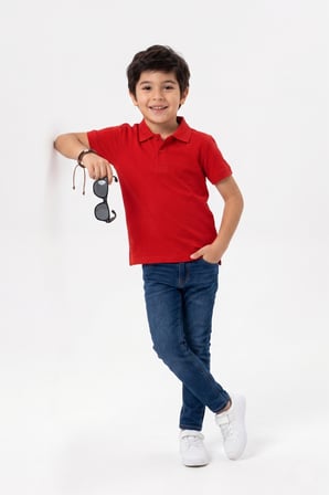 Unisex Çocuk Polo Yaka Kısa Kollu Lakost Tişört Okula Dönüş
