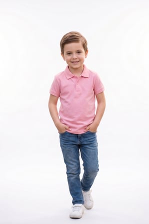 Unisex Çocuk Polo Yaka Kısa Kollu Lakost Tişört Okula Dönüş