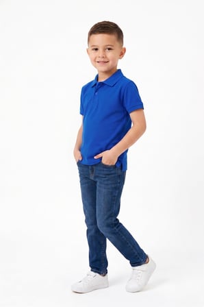 Unisex Çocuk Polo Yaka Kısa Kollu Lakost Tişört Okula Dönüş