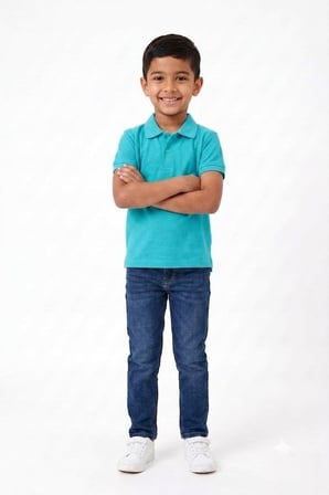Unisex Çocuk Polo Yaka Kısa Kollu Lakost Tişört Okula Dönüş