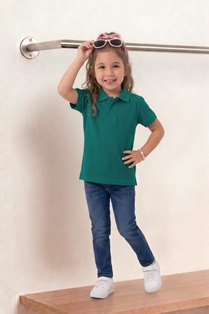 Unisex Çocuk Polo Yaka Kısa Kollu Lakost Tişört Okula Dönüş