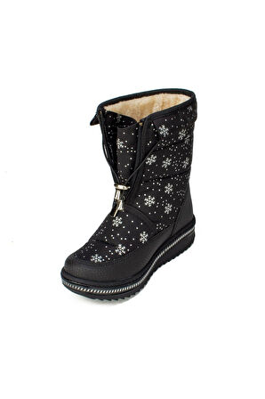 Lepetit Çocuk Kar Botu Kar Desenli Fermuarlı Kürklü Kaymaz Taban 35-45