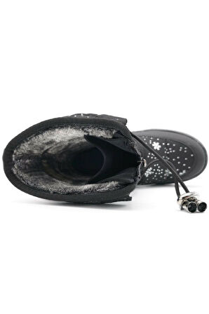 Lepetit Çocuk Kar Botu Kar Desenli Fermuarlı Kürklü Kaymaz Taban 35-45