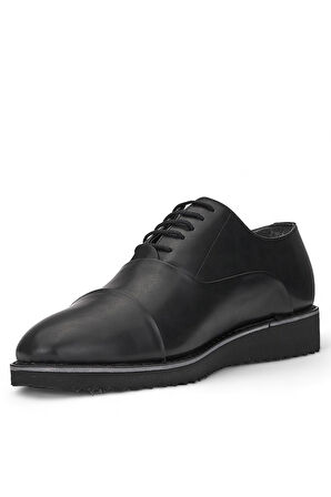 Erkek Günlük Casual Ayakkabı Damat Bağcıklı Siyah Tabanlı Klasik Kundura PV-603