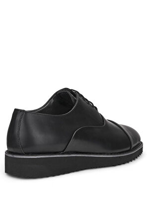 Erkek Günlük Casual Ayakkabı Damat Bağcıklı Siyah Tabanlı Klasik Kundura PV-603