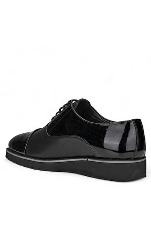 Erkek Günlük Casual Ayakkabı Damat Bağcıklı Siyah Tabanlı Klasik Kundura PV-603