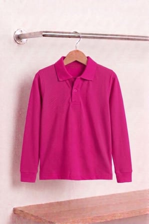 Unisex Çocuk Uzun Kollu Polo Yaka Lakost Okul Tişörtü