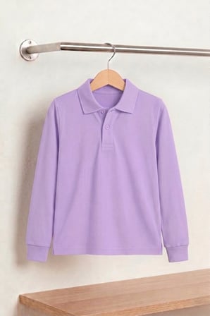 Unisex Çocuk Uzun Kollu Polo Yaka Lakost Okul Tişörtü