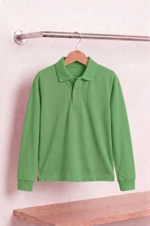 Unisex Çocuk Uzun Kollu Polo Yaka Lakost Okul Tişörtü