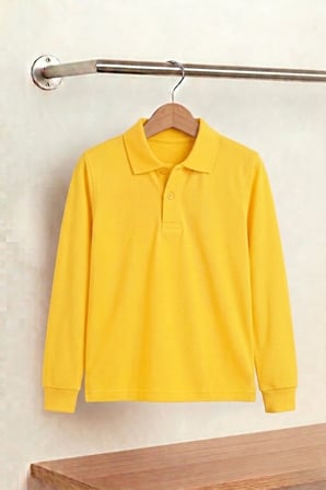 Unisex Çocuk Uzun Kollu Polo Yaka Lakost Okul Tişörtü