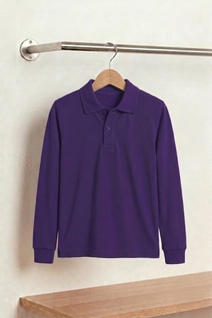 Unisex Çocuk Uzun Kollu Polo Yaka Lakost Okul Tişörtü