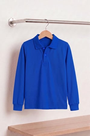 Unisex Çocuk Uzun Kollu Polo Yaka Lakost Okul Tişörtü