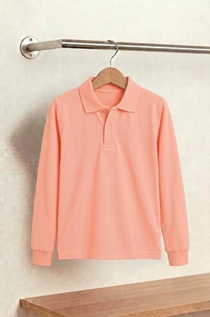 Unisex Çocuk Uzun Kollu Polo Yaka Lakost Okul Tişörtü