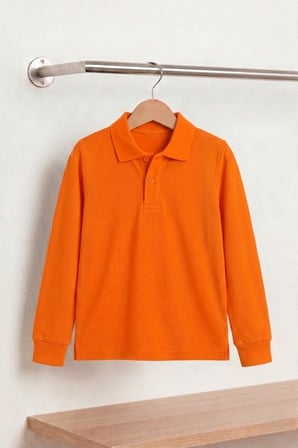 Unisex Çocuk Uzun Kollu Polo Yaka Lakost Okul Tişörtü