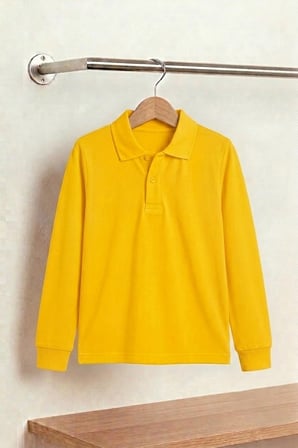 Unisex Çocuk Uzun Kollu Polo Yaka Lakost Okul Tişörtü