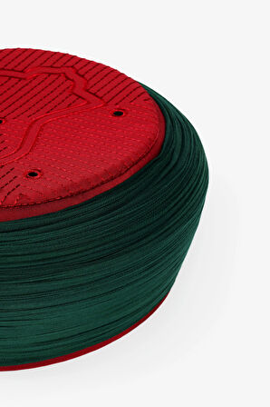 Namaz Sarığı - Yeşil Kumaş - Bordo Takke - Yuvarlak Sarım - Nâli Şerif - 7 metre