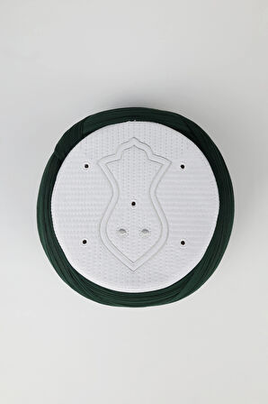 Namaz Sarığı - Yeşil Kumaş - Beyaz Takke - Çapraz Sarım - Nâli Şerif - 7 metre