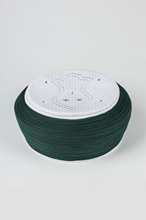 Namaz Sarığı - Yeşil Kumaş - Beyaz Takke - Yuvarlak Sarım - Nâli Şerif - 5 metre