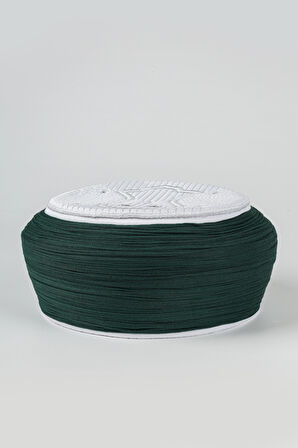 Namaz Sarığı - Yeşil Kumaş - Beyaz Takke - Yuvarlak Sarım - Nâli Şerif - 5 metre