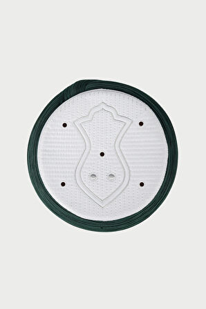 Namaz Sarığı - Yeşil Kumaş - Beyaz Takke - Yuvarlak Sarım - Nâli Şerif - 5 metre