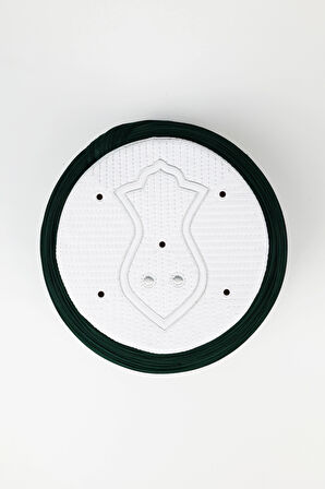 Namaz Sarığı - Yeşil Kumaş - Beyaz Takke - Yuvarlak Sarım - Nâli Şerif - 7 metre