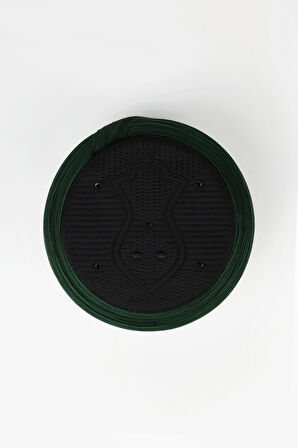 Namaz Sarığı - Yeşil Kumaş - Siyah Takke - Düz Sarım - Nâli Şerif - 7 metre