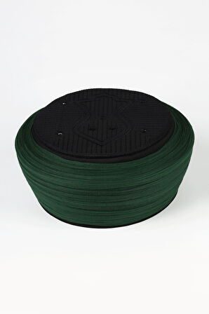 Namaz Sarığı - Yeşil Kumaş - Siyah Takke - Düz Sarım - Nâli Şerif - 7 metre