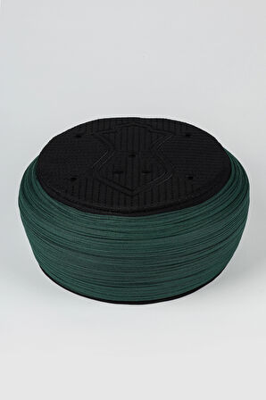 Namaz Sarığı - Yeşil Kumaş - Siyah Takke - Yuvarlak Sarım - Nâli Şerif - 5 metre