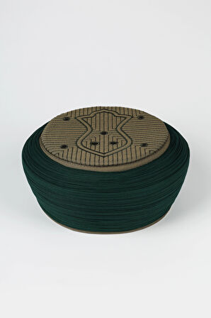 Namaz Sarığı - Yeşil Kumaş - Yeşil Takke - Yuvarlak Sarım - Nâli Şerif - 7 metre