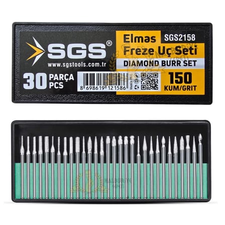 SGS Elmas Freze Uç Seti - 150 Kum - 30 Farklı Parça