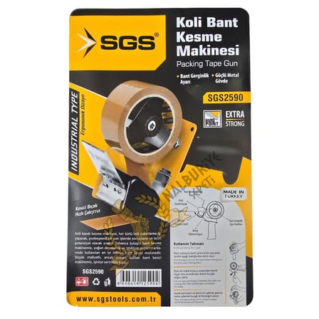SGS Metal Gövdeli ve Ayarlı Tabanca Tipi Koli Bant Kesme Makinesi