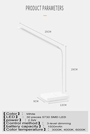 Ledli Dokunmatik Masa Lambası 3 Kademeli Akrobat Şarjlı ve Usb Masa Lambası Katlanabilir 30 Ledli Masa Lambası