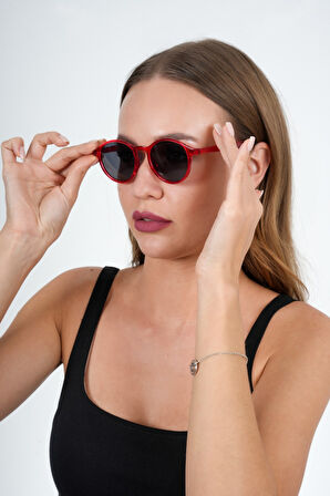 Kırmızı Yuvarlak Çerçeveli Olivier Philippe Güneş Gözlüğü