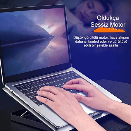 Notebook Soğutucu Hız Ayarlı Fanlı IceCoorel Alüminyum  Ergonomik Stand Sessiz Güçlü Soğutma
