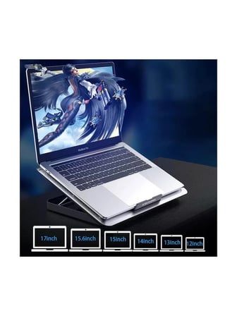 Luve Store IceCoorel A18 Alüminyum Laptop Soğutucu Fanlı 7 Kademeli Notebook Standı 12-17 İnç Uyumlu Çift USB