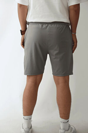 Erkek Gri Spor Şortu - Jordan Model Beli Lastikli ve Cepli Şort, Basketbol Şortu, Jordan