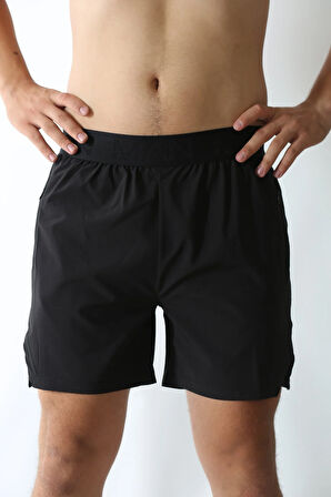 Man Of Man Erkek Yazılı Astarlı Siyah Şort